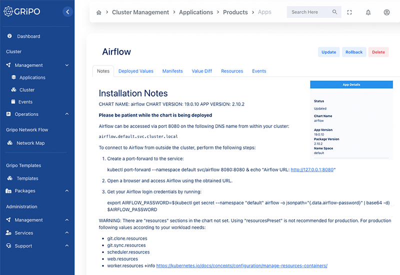 Gripo's Centralized Dashboard for Managing Kubernetes Clusters and Helm Applications