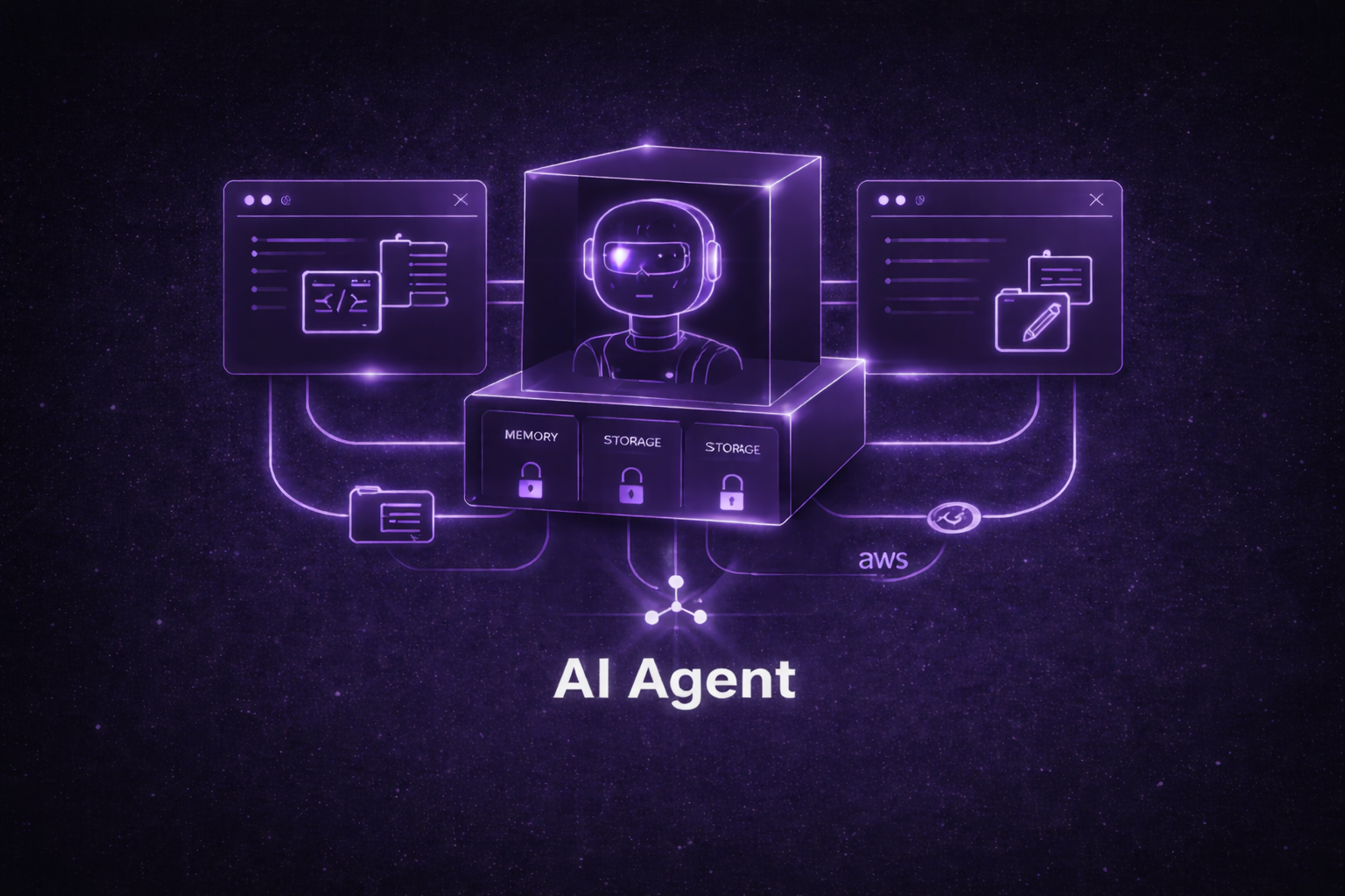 AI agents interface showing intelligent agent deployment with system prompts, knowledge base of runbooks, API specs and incident logs, reusable skills for querying APIs, running scripts and updating records, built-in short term and long term memory, decision logs, and native workflow activity node deployment for DevOps incident management and automation
