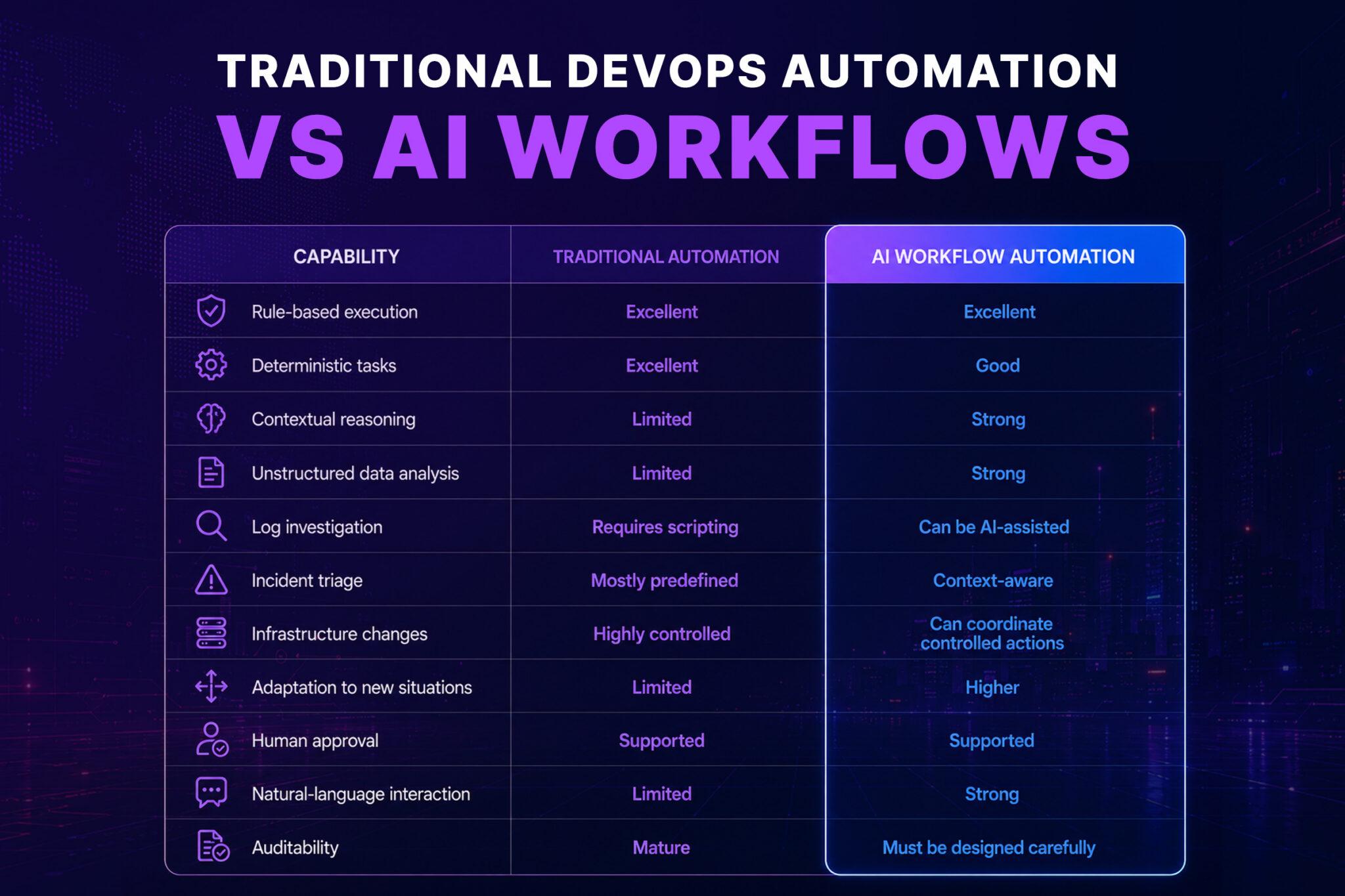 Traditional DevOps Automation vs AI Workflows